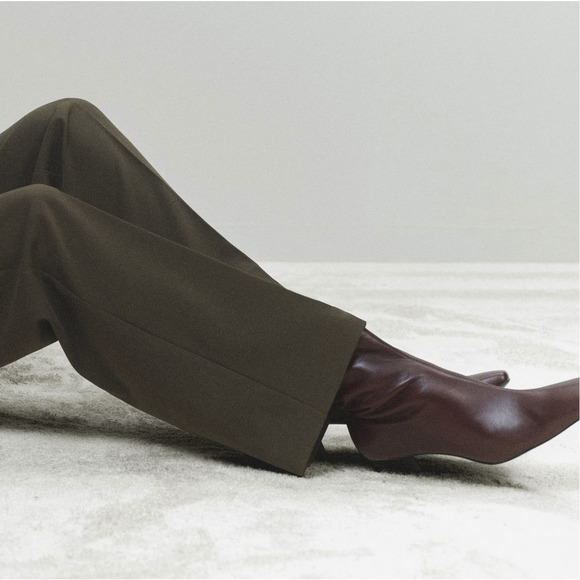 MANGO MNG CHOCOLATE COSME SQUARED SQUARE TOE LEATHER ANKLE BOOTS BOOTIE 38 7.5 - Picture 7 of 12